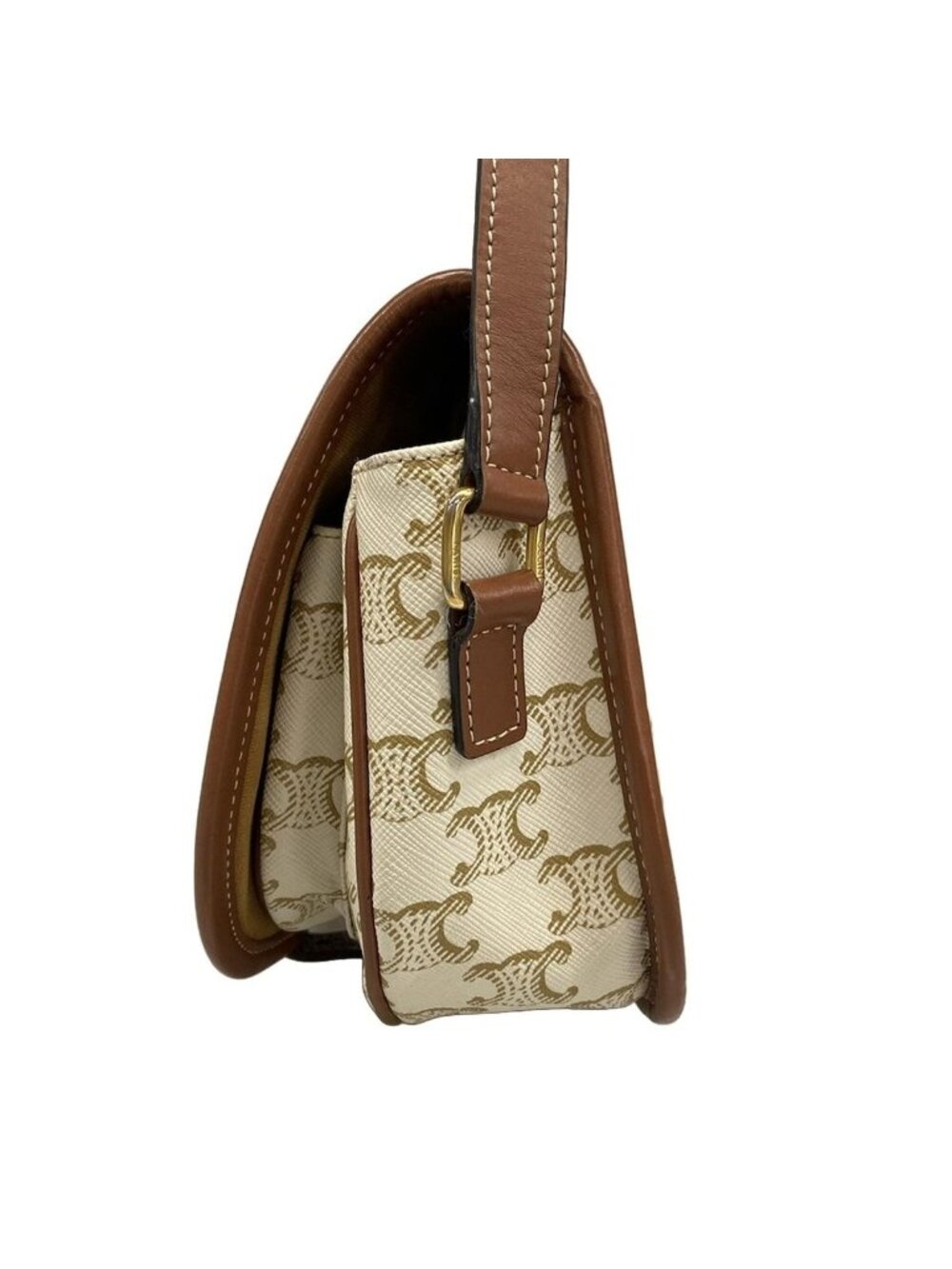 Celine Shoulder Bag Falco Midi Triomphe Canvas Ivory Beige Brown - Picture 4 of 15